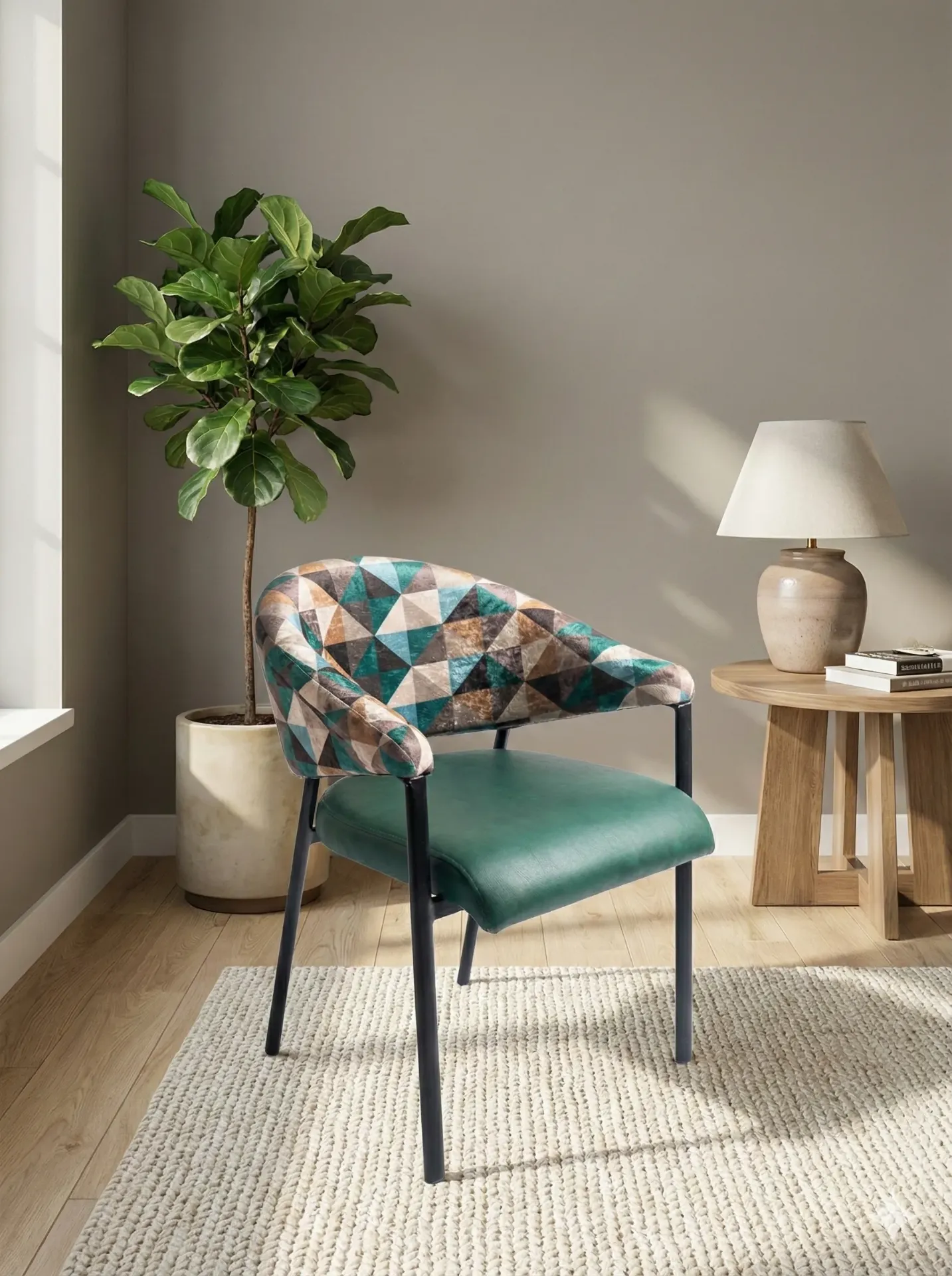 Green check Cushion chair